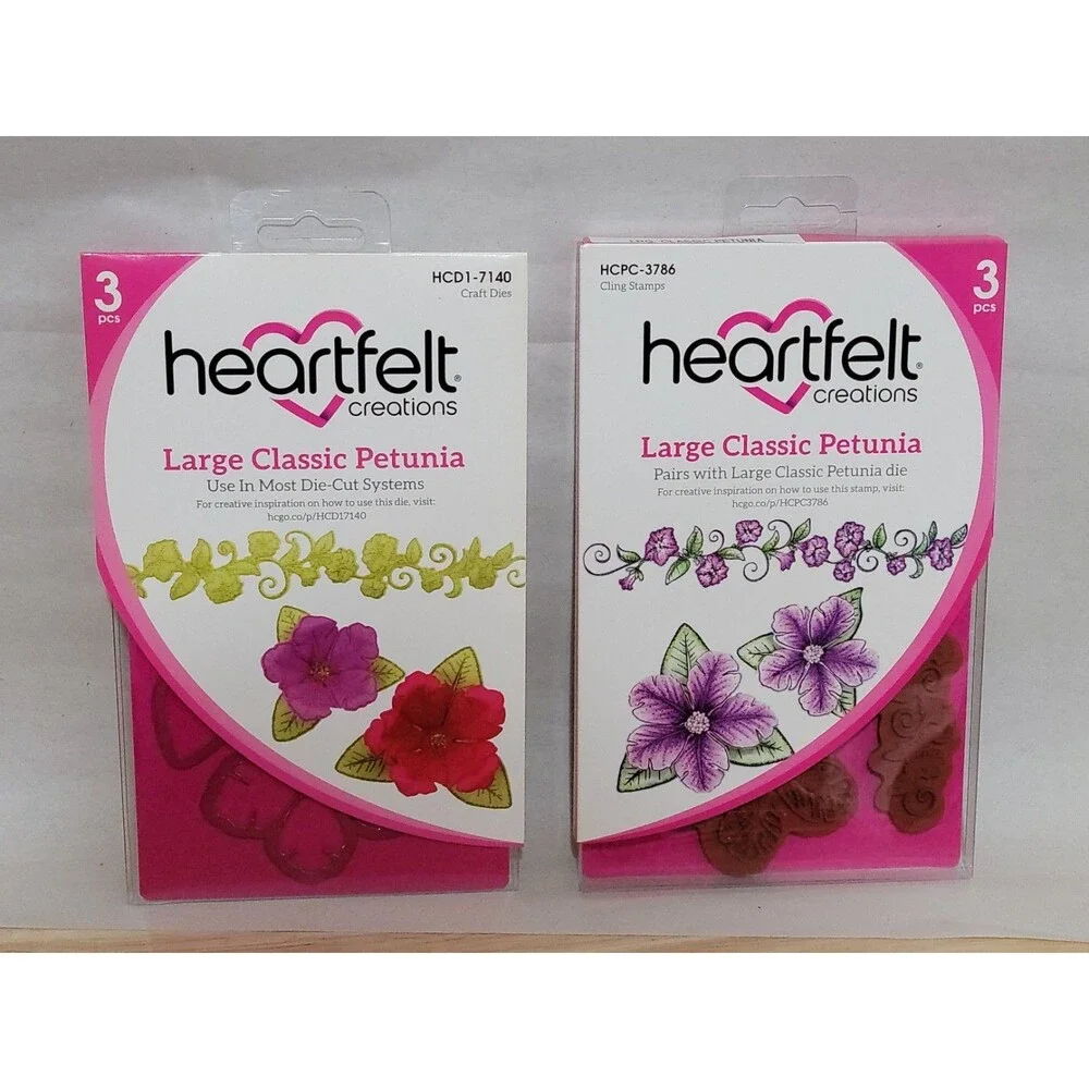 Heartfelt Creations Large Classic Petunia Craft Dies Cling Stamps Scrapbook